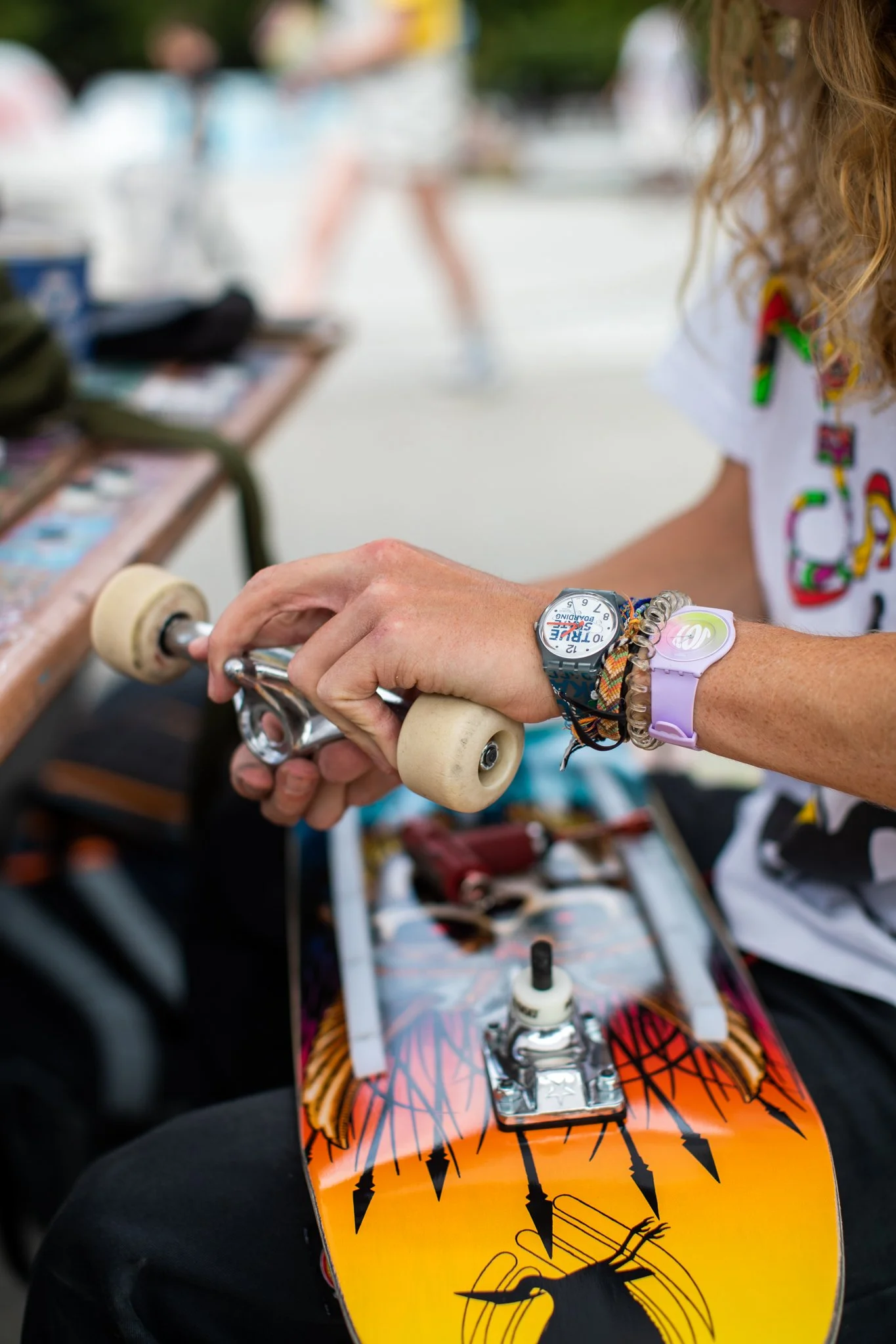 Stylized product shot of Andy Anderson with Swatch timepiece
