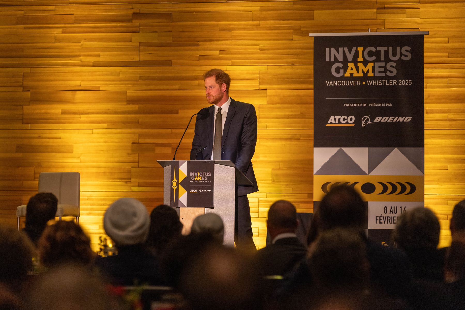 Prince Harry speaking at the Invictus Games Vancouver Whistler 2025 One Year to Go event