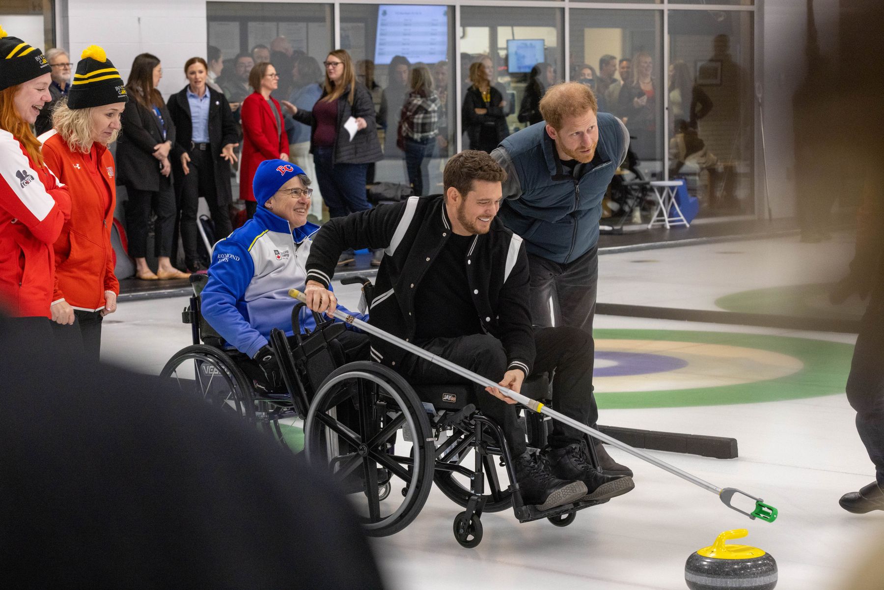 Prince Harry trying wheelchair curling with Invictus competitors