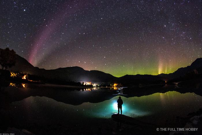 Aurora and a Headlamp, Alta Lake, Whistler, BC