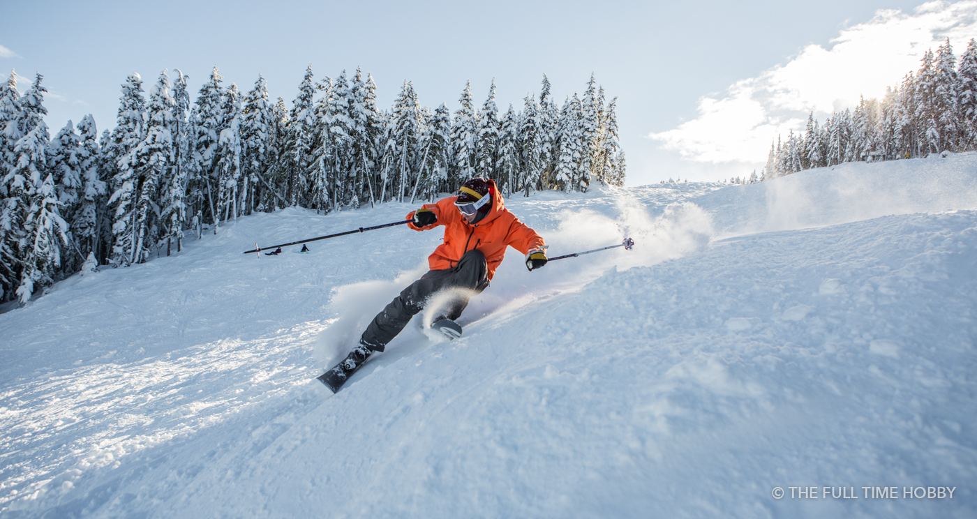 Carving in Fresh Snow, Blackcomb Mountain, Whistler Blackcomb, BC