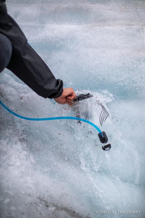 Filling the Bottle on the Glacier, Bugaboo Provincial Park, BC