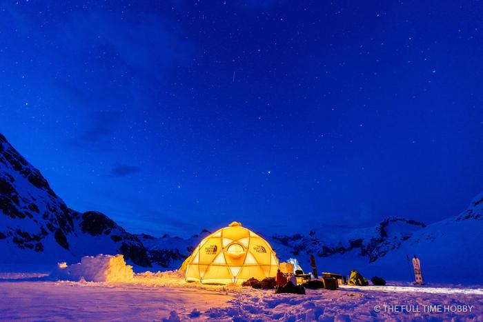Glowing Dome Tent at Blue Hour, Alaska