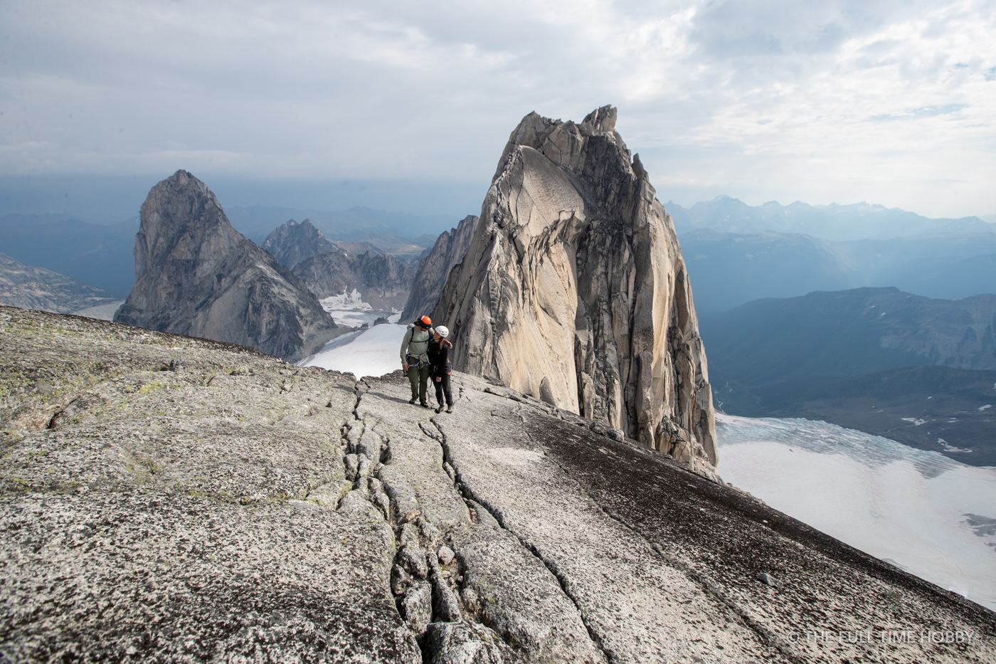 Hikers at the Granite Spire, Bugaboo Provincial Park, BC