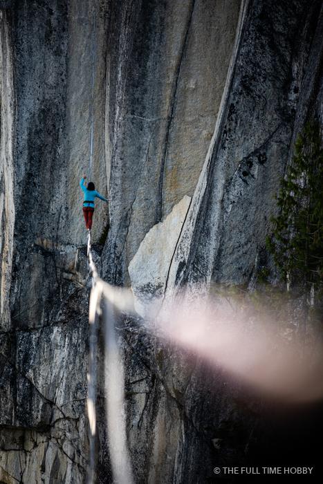 Ice Climber on a Frozen Fall, Top of the Stawamus Chief, Squamish, BC