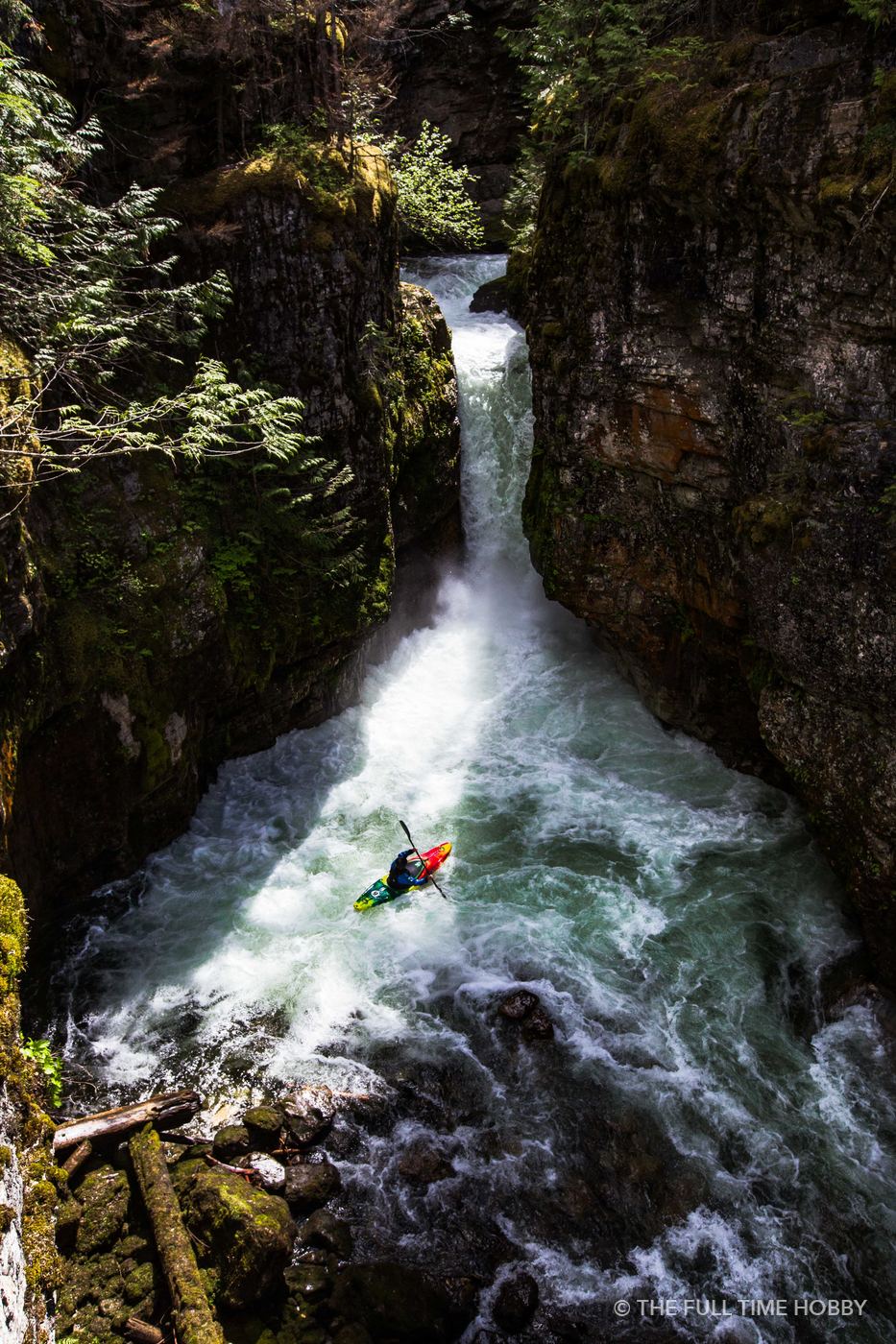 Kayaker in the Canyon, Ram Falls, Alberta