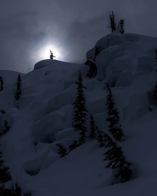 Moonlit Summit Silhouette &mdash; stock photo by Jeremy Allen