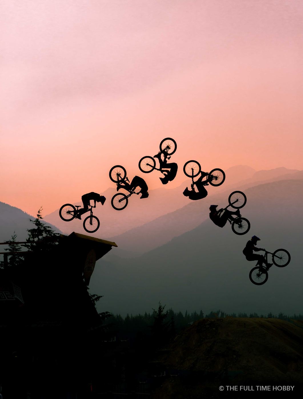 Backflip Sequence at Sunset, Whistler area, BC