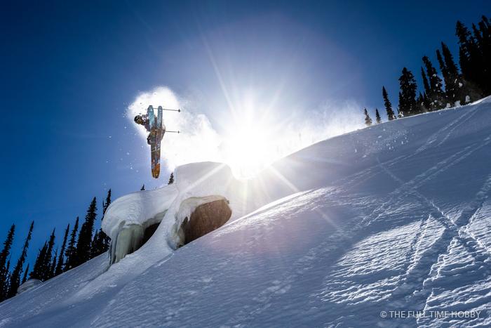 Pillow Drop Into the Sun, Mike Wiegele Helicopter Skiing, Blue River, BC