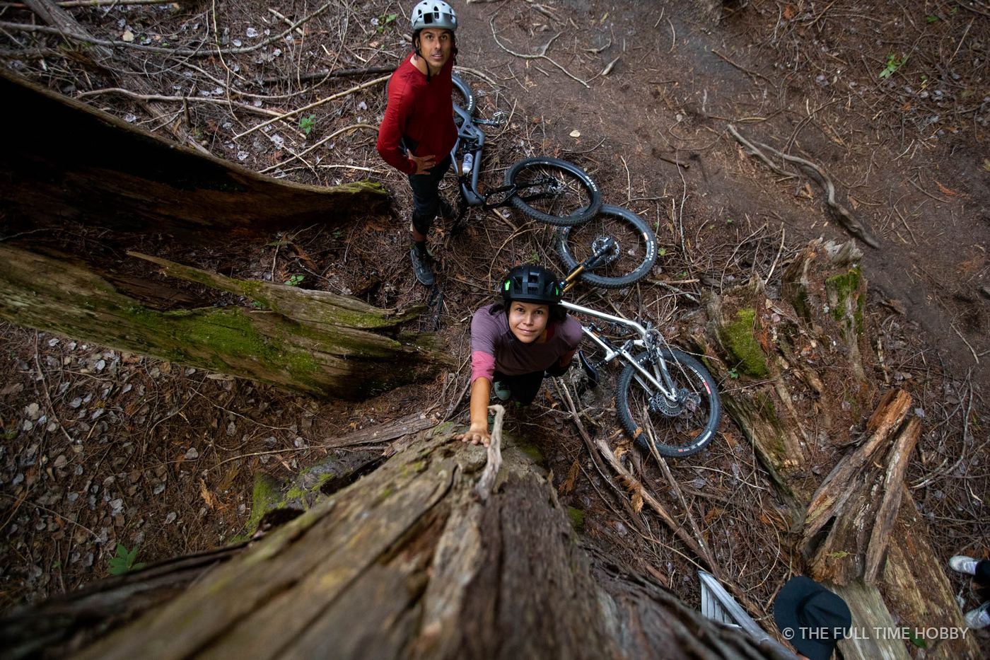 Riders on a Log Bridge, Whistler, Pemberton and Squamish, BC