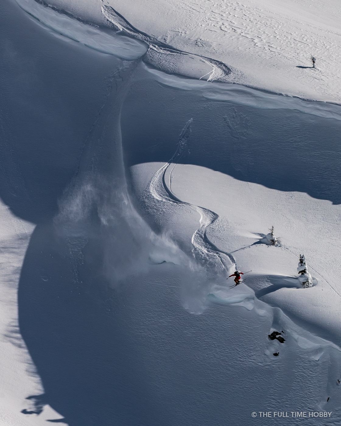 Skier Track on a Wind Lip, Stellar Heli Skiing, BC