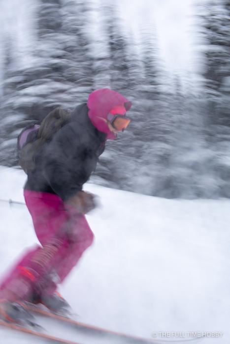 Skiing in Pink, Whistler, BC