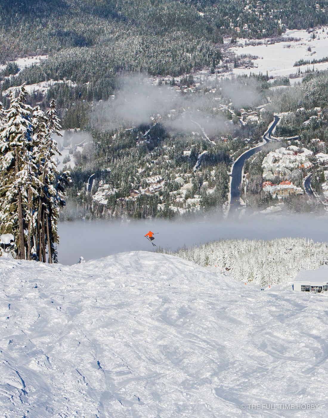 Snowy Ski Area Above Town, Blackcomb Mountain, Whistler Blackcomb, BC