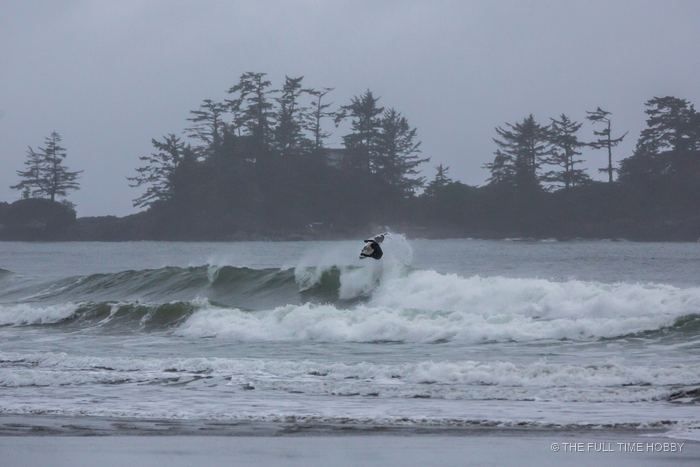 Surfer Carving Below the Islands, Tofino, BC