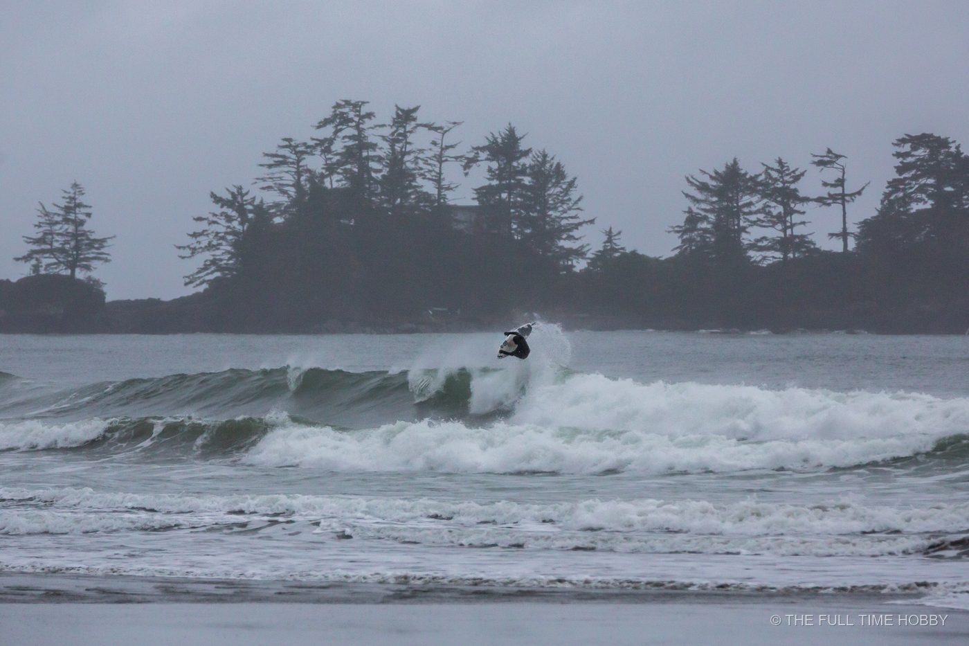 Surfer Carving Below the Islands, Tofino, BC