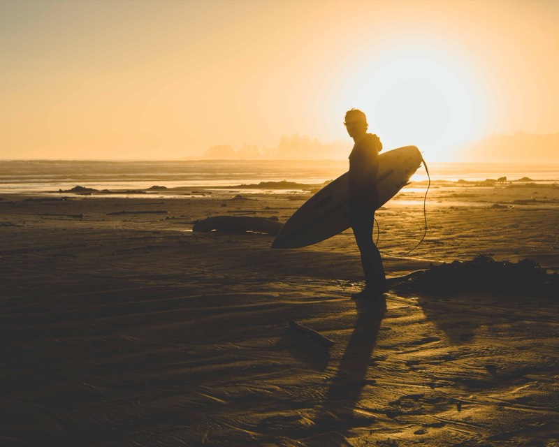 Surfer Silhouette at Sunset &mdash; stock photo by Jeremy Allen