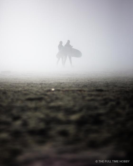 Surfers Walking Into the Fog, Tofino, BC