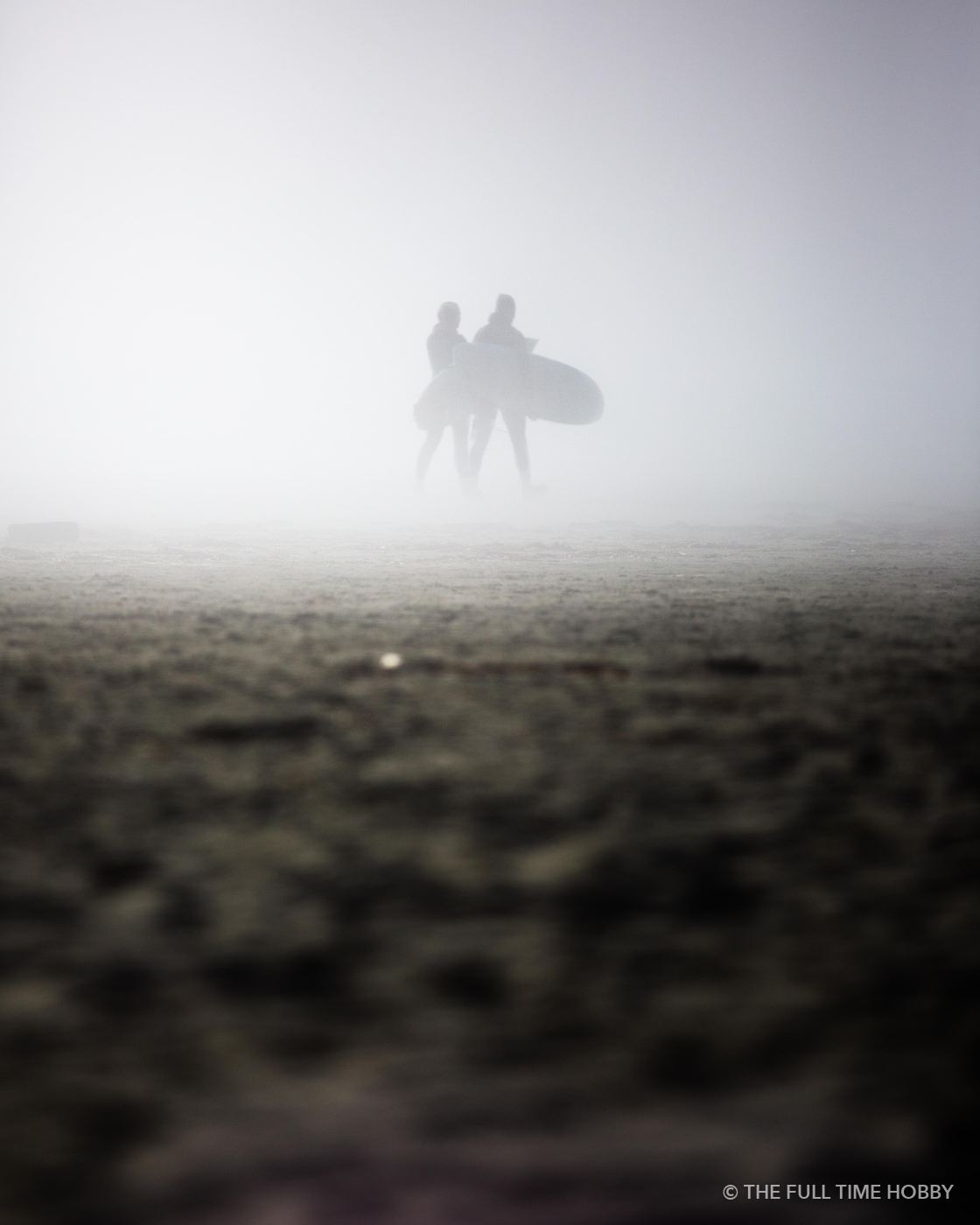 Surfers Walking Into the Fog, Tofino, BC